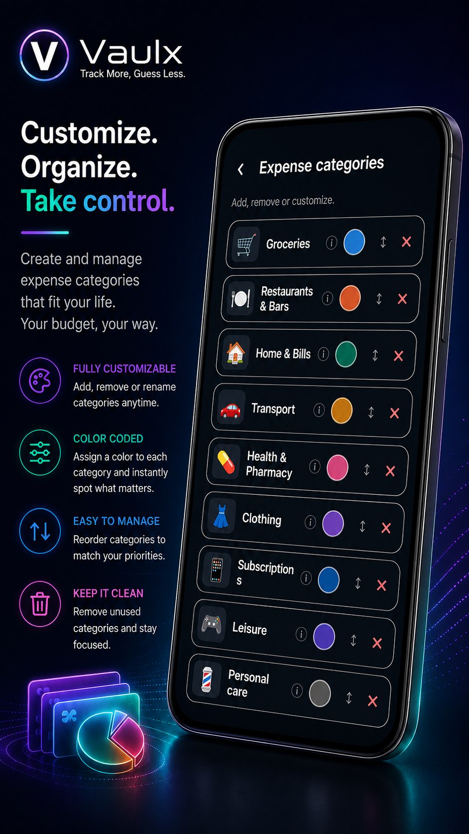 Vaulx customizable expense categories